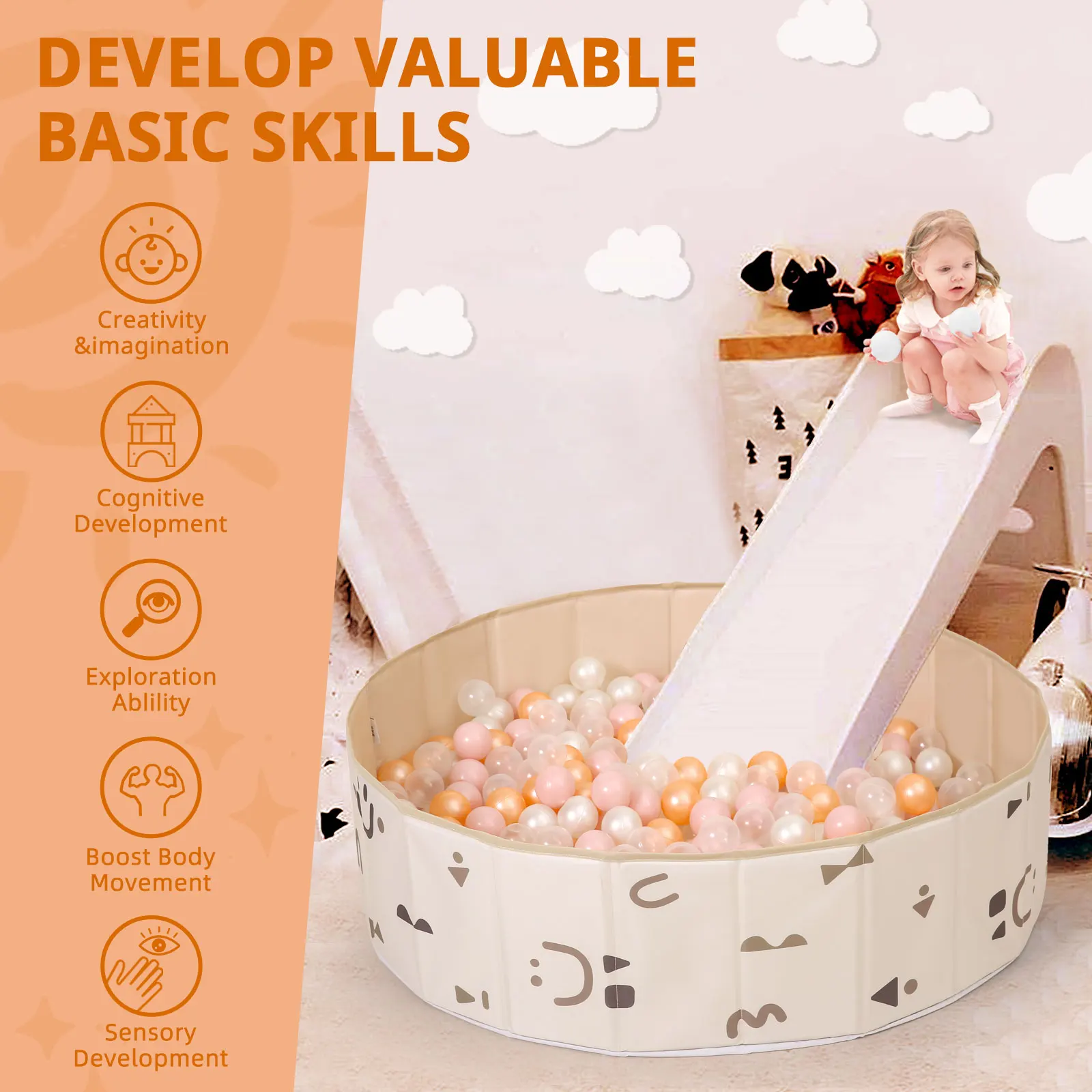 1pc Portable Ball Pit Pool with Patterns（No balls）Oxford Cloth Large Infant Ball Pool  For Children Kids Birthday Gift