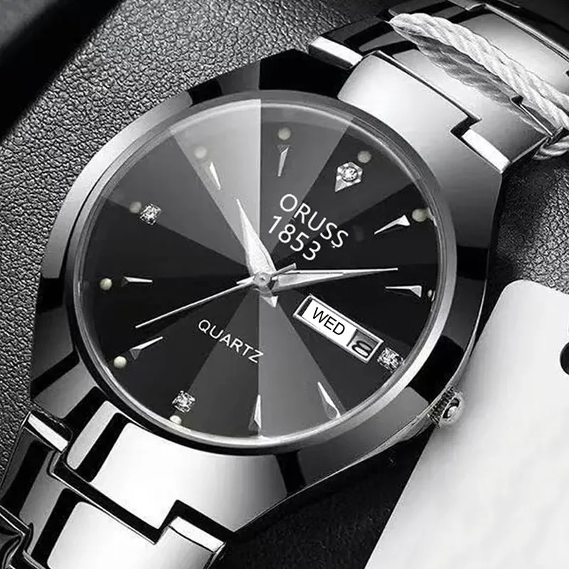 ORUSS Top Brand Men Watch High Quality Stainless Steel Waterproof Luminous Pointer Week Calendar Man Original Quartz Wrist watch