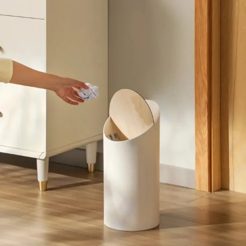 

Wooden Lid Trash Can 9L Toilet Garbage Container Household Recycle Dustbin Nordic Home Decorative Bathroom Office Wastebasket