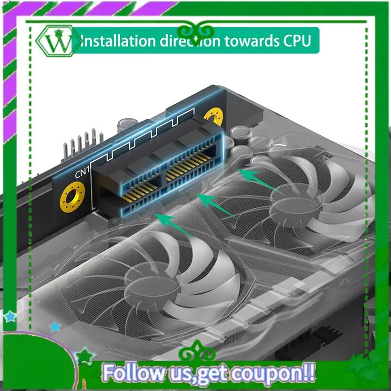 Reliable-PCI-E 1X 3.0 90 Degree Reverse Male To Female Riser Card For 1U Server (Installation Direction Towards CPU)