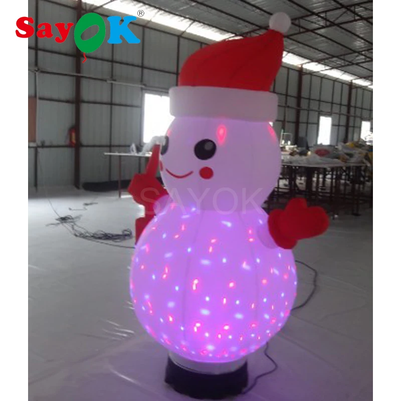 6.56ft Tall Christmas Inflatable Snowman With Magic Led Lights Christmas Decoration