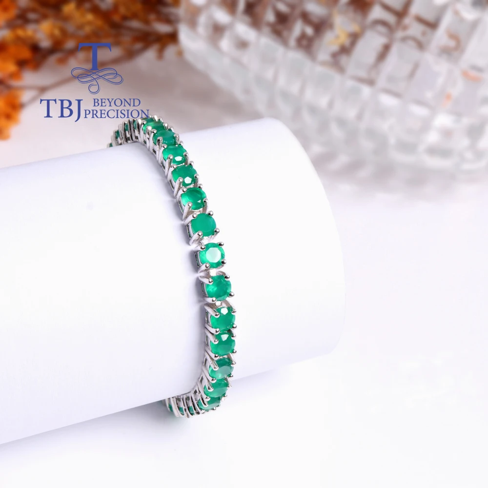 2026  Natural green agate 925 silver tennis bracelet for women and girl engagement & Banquet & birthday gift