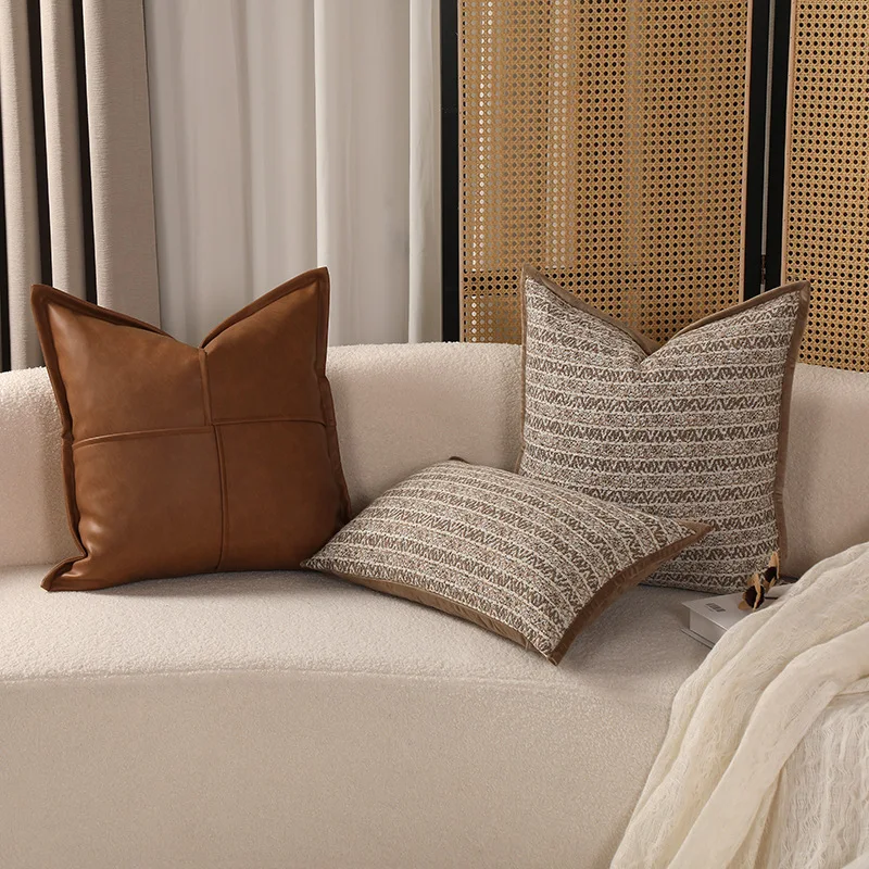 

Luxurious and Comfortable Brown Striped Knit Cushion Cover Modern Room Sofa Chair Home Office Decoration 45x45cm