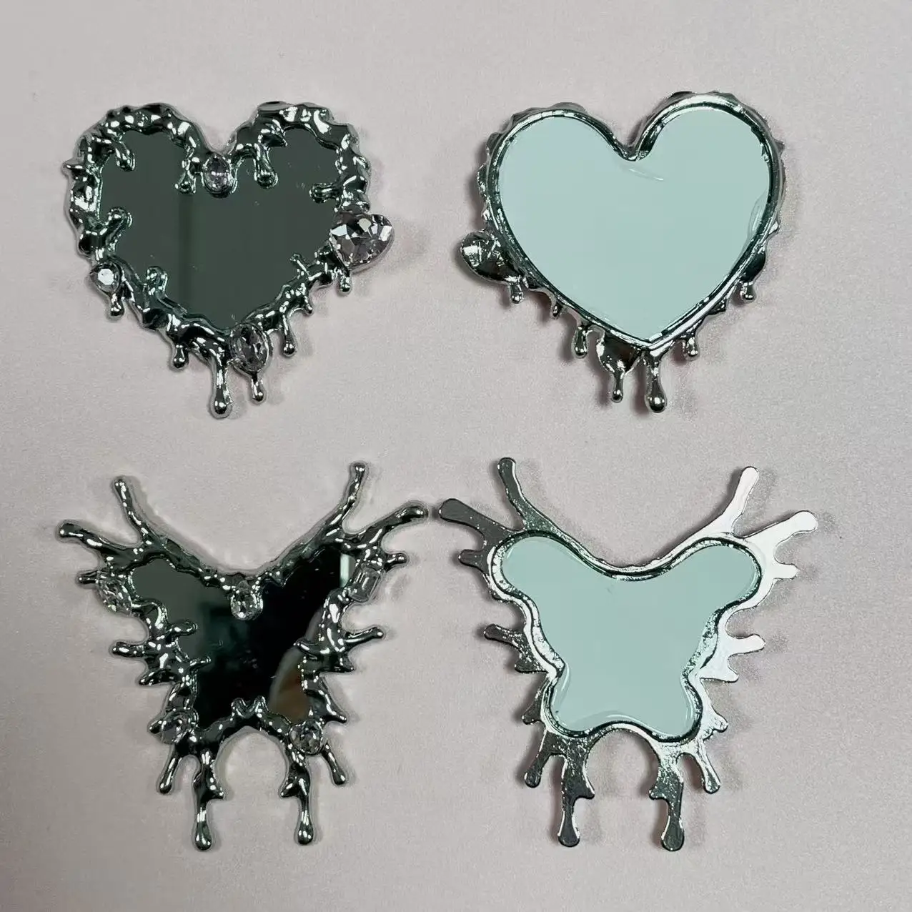 2 Stuks Roze Rode Roos Diamant Sex Lip Make-Up Spiegel Geldzak Dollarteken Junk Telefoon Case Ipadcase Decoratie Charms Diy ambachten