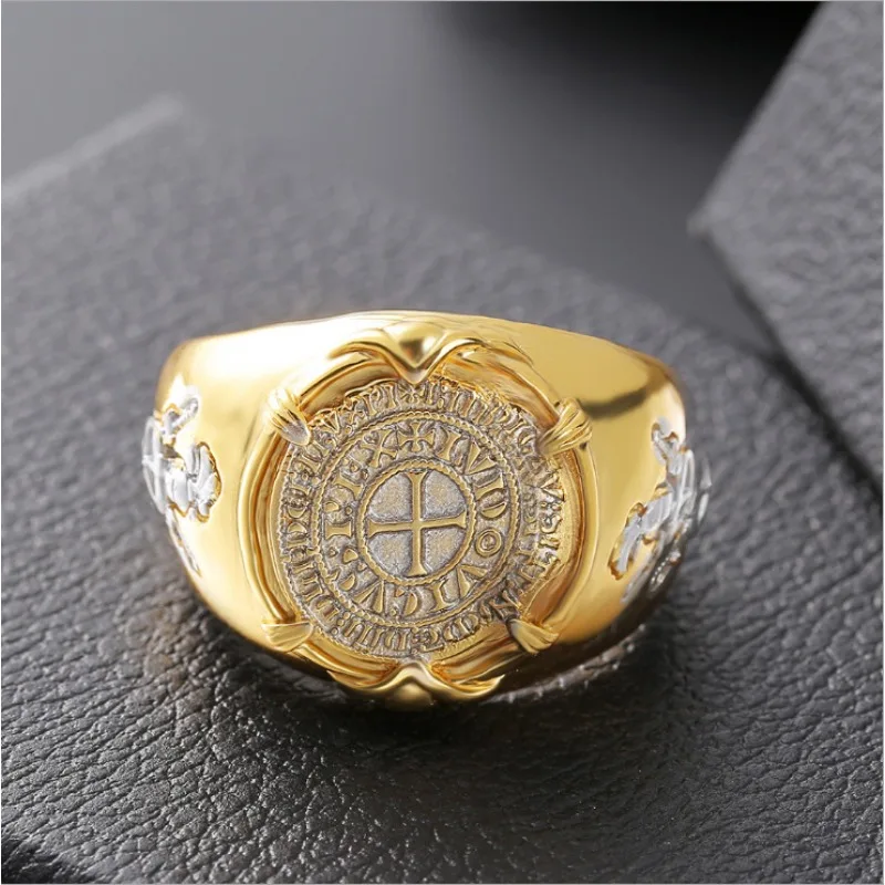 إكسسوارات صليبية شخصية إبداعية جديدة، مجوهرات رجالية من Ring of Valor Coin