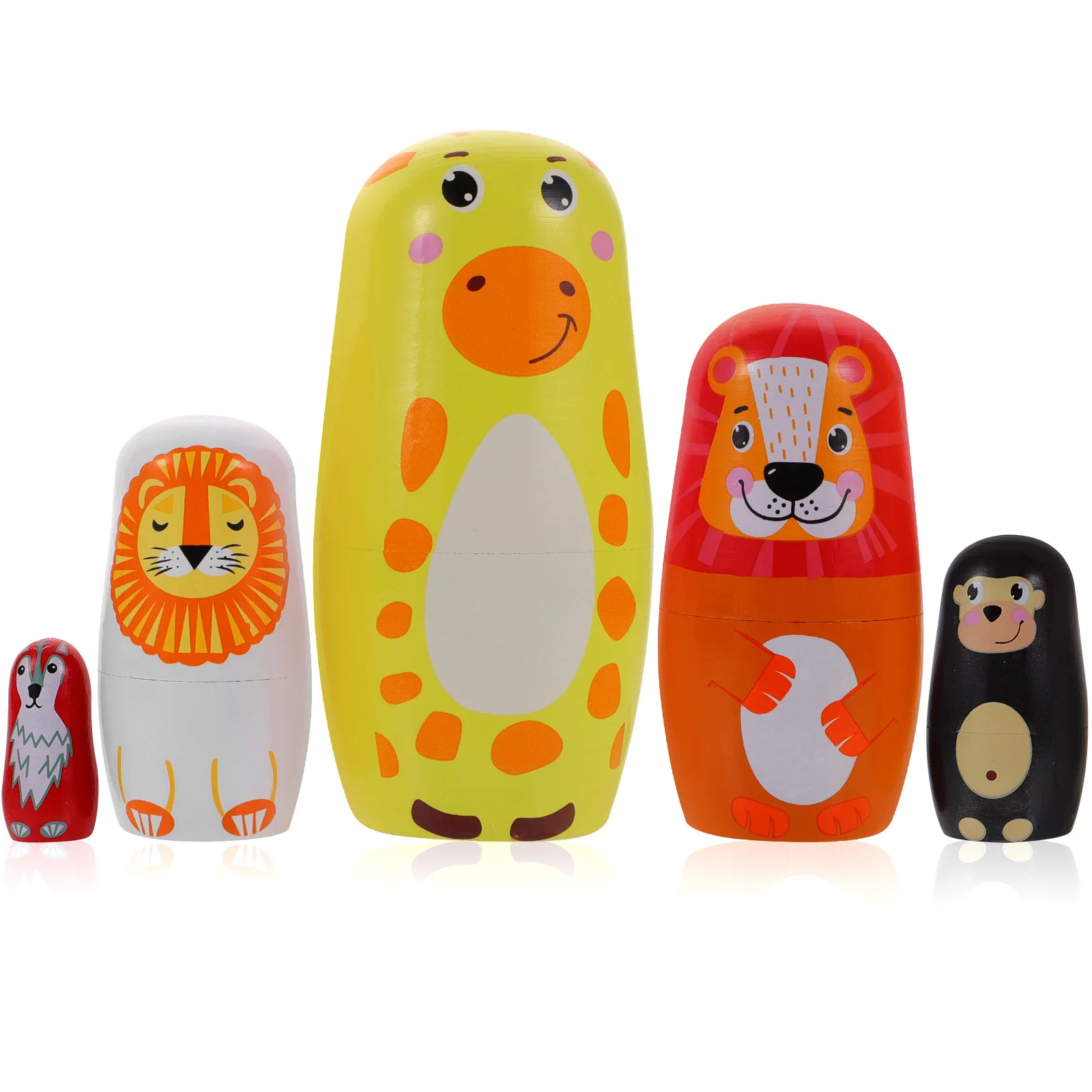 

1Set Cartoon Style Russian Nesting Long Neck Giraffe Stackable Wooden Set Home Office Decoration Party Favor Birthday Gift