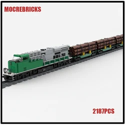 MOC Railway Locomotive Sets ES44AC Bright Falls Logging Trains Building Blocks Technical Engineering Vehicle Kid's Toys Gifts
