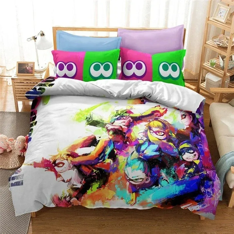 

3D Print Splatoon Game Bedding Set,Duvet Cover Comforter Bed Set Quilt Cover Pillowcase,King Queen Twin Size Boys Girls Adults