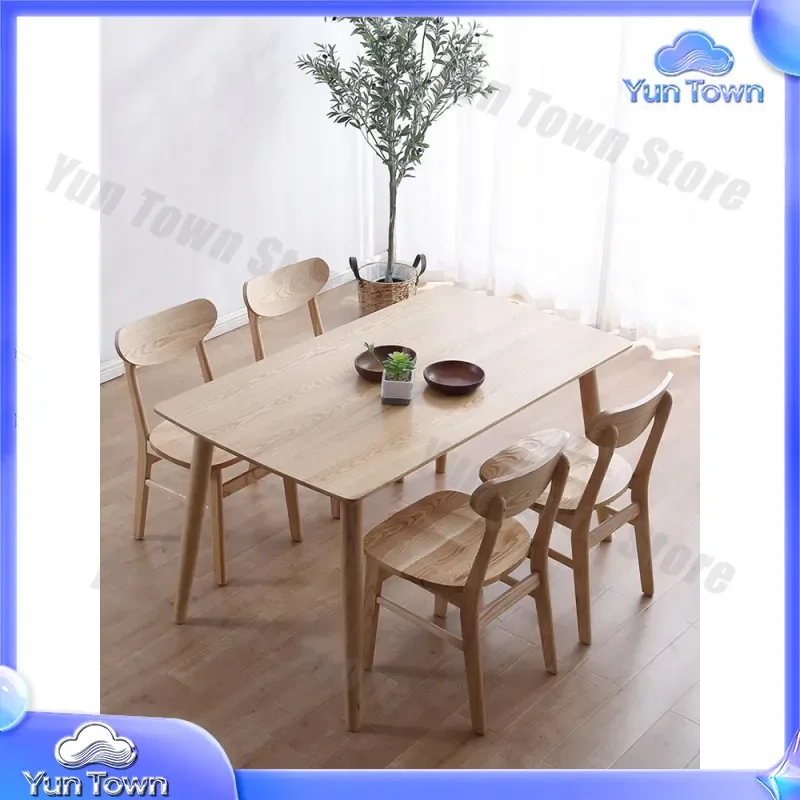 Solid Wood Dining Table for Nordic Modern Small Household Rectangular Japanese Style Ash Wood Log Dining Table and Chair