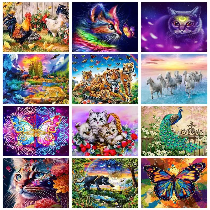 

RUOPOTY 5d Diamond Painting For Adults Kits Butterfly Mosaic Cross Stitch Kits Animals Embroidery Sale Gift Handmade For Diy Gif
