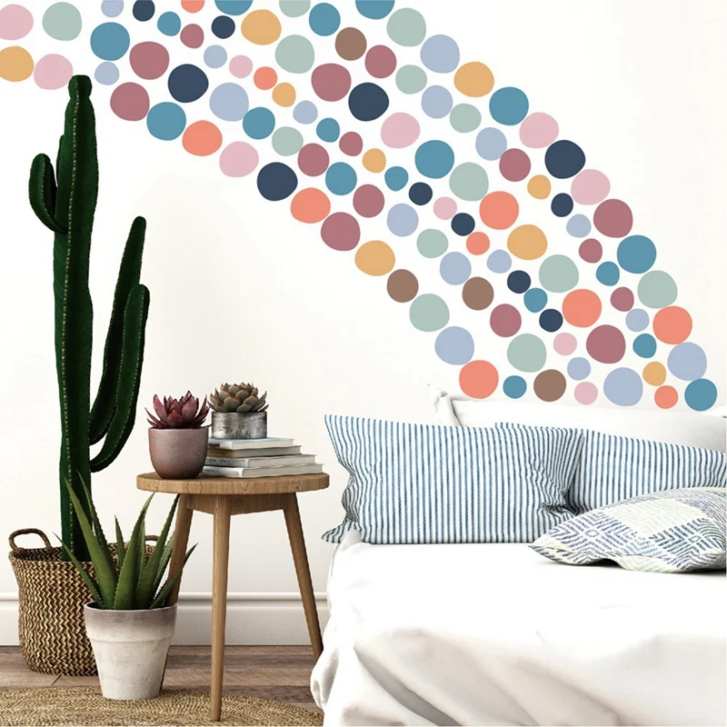 300Pcs Colorful Polka Dots Wall Stickers Rainbow Wall Stickers Decoration For Nursery Wallpaper Bedroom