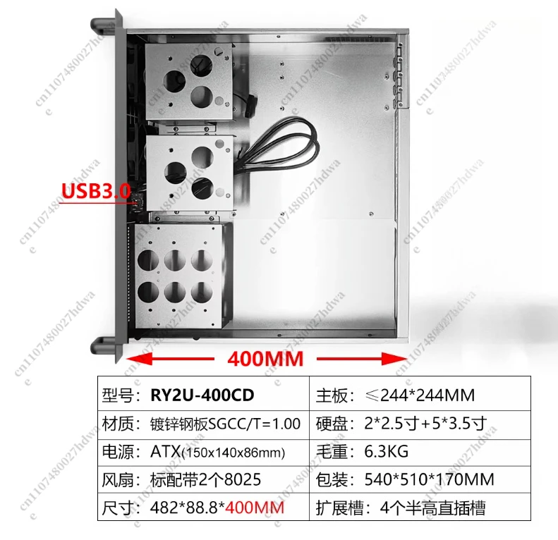 

New 2U Industrial Control Chassis MATX Main Board 40CM Horizontal Graphics Card USB3.0 Optical Drive Multi-bit Hard Disk NAS