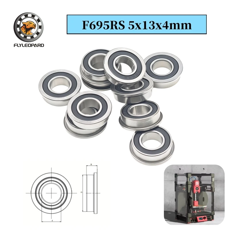 5/10Pcs  F695 2RS Bearing 5x13x4 mm  ABEC-7 Flanged Miniature F695 RS Ball Bearings F695RS For VORON Mobius 2/3 2/4 3D Printer
