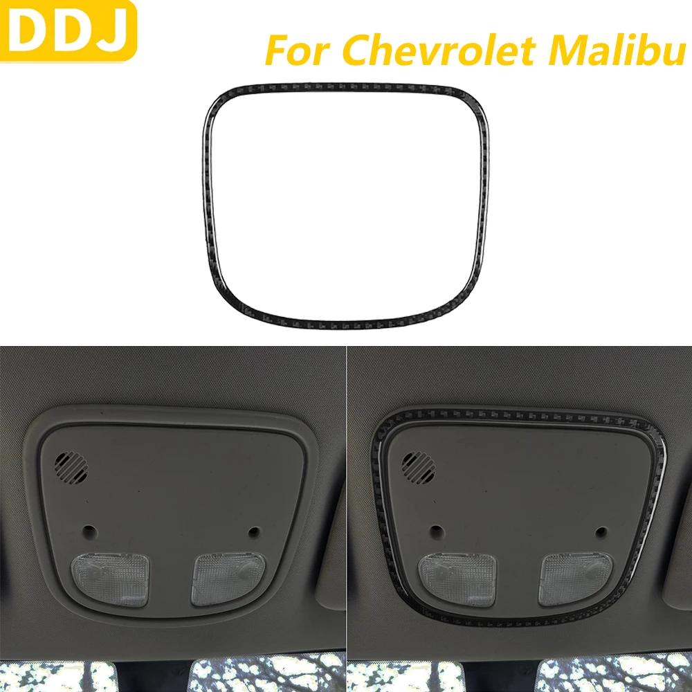 

For Chevrolet Malibu 2010 2011 2012 Carbon Fiber Front Roof Reading Light Lamp Frame Panel Trim Cover Car Accessories Sticker