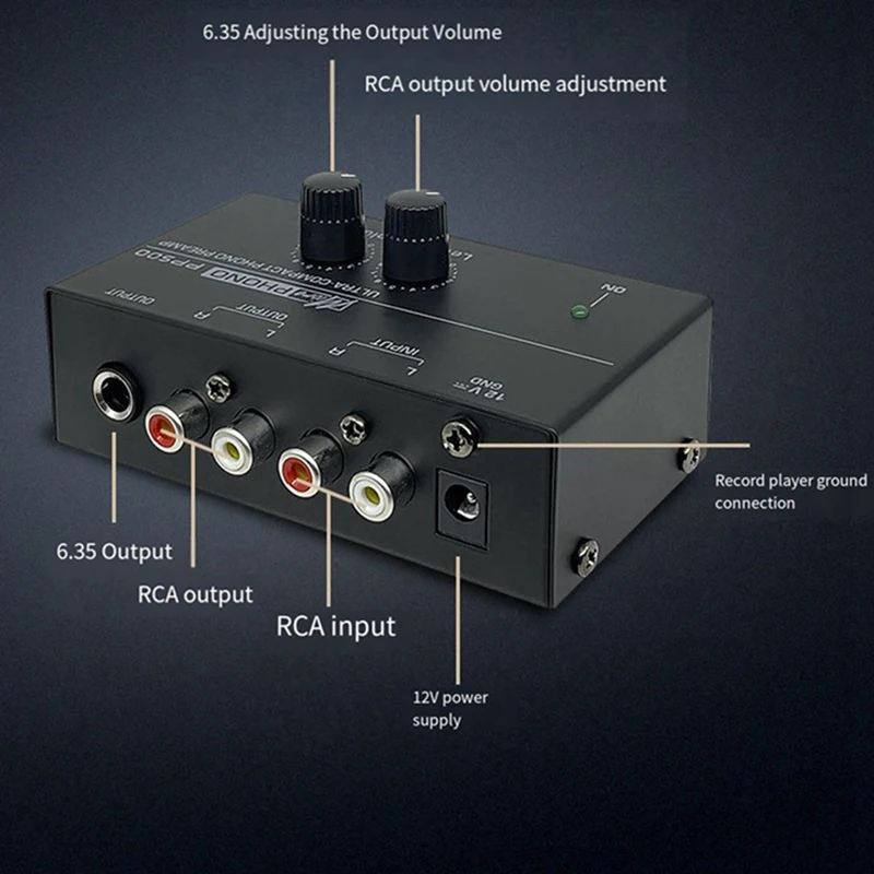 【CLEARANCE】PP500 Pemutar Rekaman Preamplifier Vinyl Turntable Amplifier Preamplifier Turntable Volume Control Amplifier UK Plug