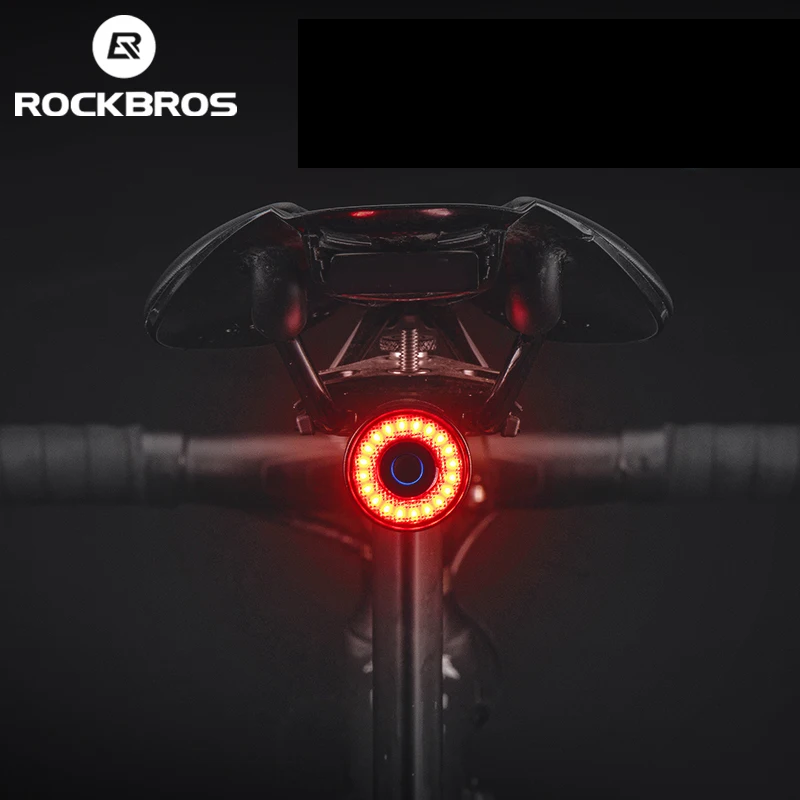 ROCKBROS Bike Tail Light MTB Road Bike Night Cycling Rear Light Smart Brake Sensor Warning Light Waterproof Bicycle Accessories