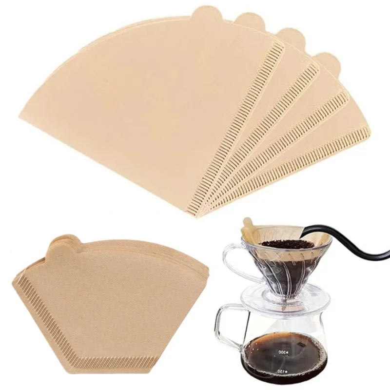50pcs/pack coffee filter paper V-shaped drip type hand brewed coffee pot hanging ear filter paper disposable filter cup