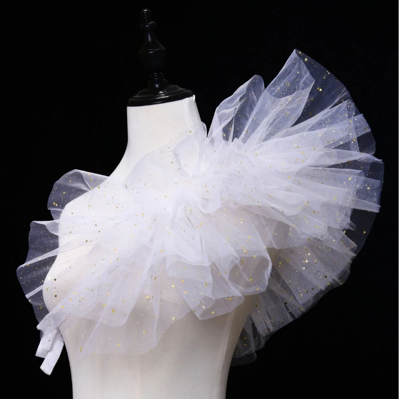 Puffy Tulle Crossbody Sash Collar, Decorative Shawl Choker Accessories For Host, Bar, Masquerade & Welcome Ceremony