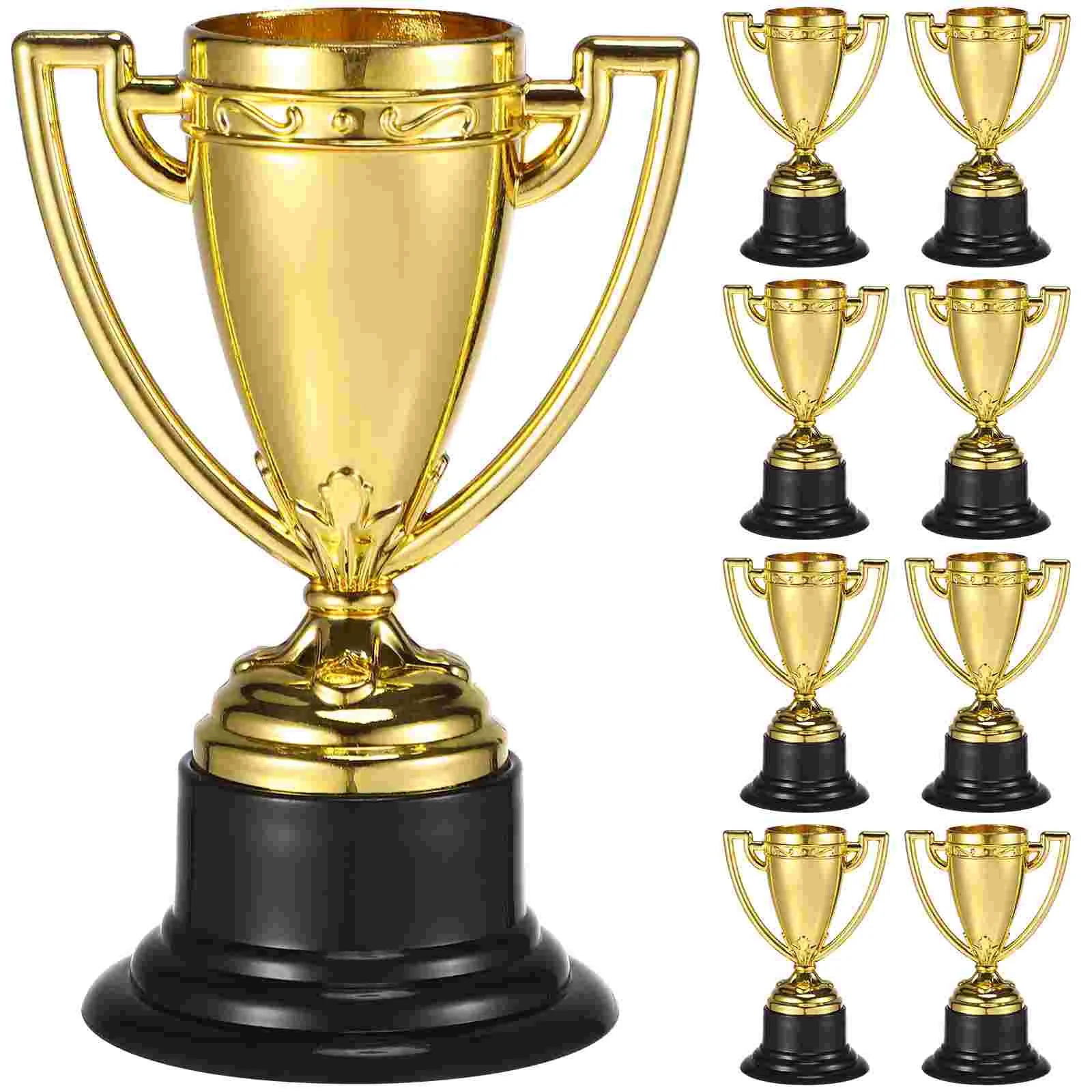 

10/12/24pcs Golden Mini Award Trophy Prizes Decor Plastic Reward Prizes Kindergarten Kids Gift Awards Trophy with Black Base