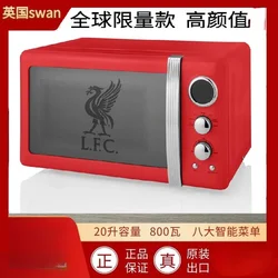 220V UK Swan Home Mini Microwave Oven, 20L Retro Style Intelligent Turntable Microwave Oven