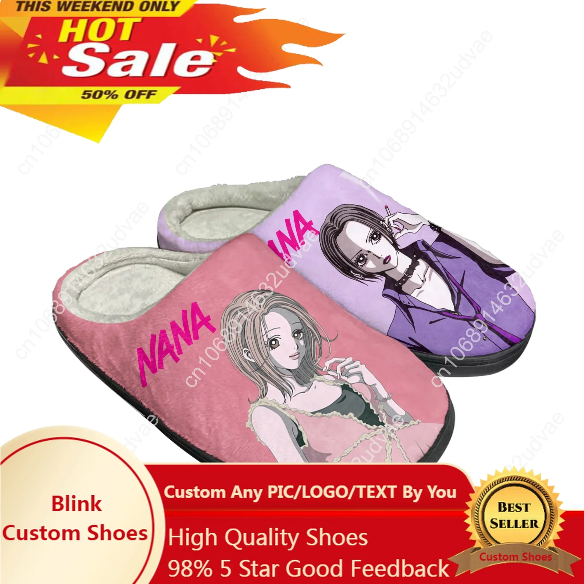 

Osaki NANA Komatsu Shoujo Comics Home Cotton Custom Slippers Mens Womens Sandals Plush Casual Keep Warm Shoes Thermal Slipper