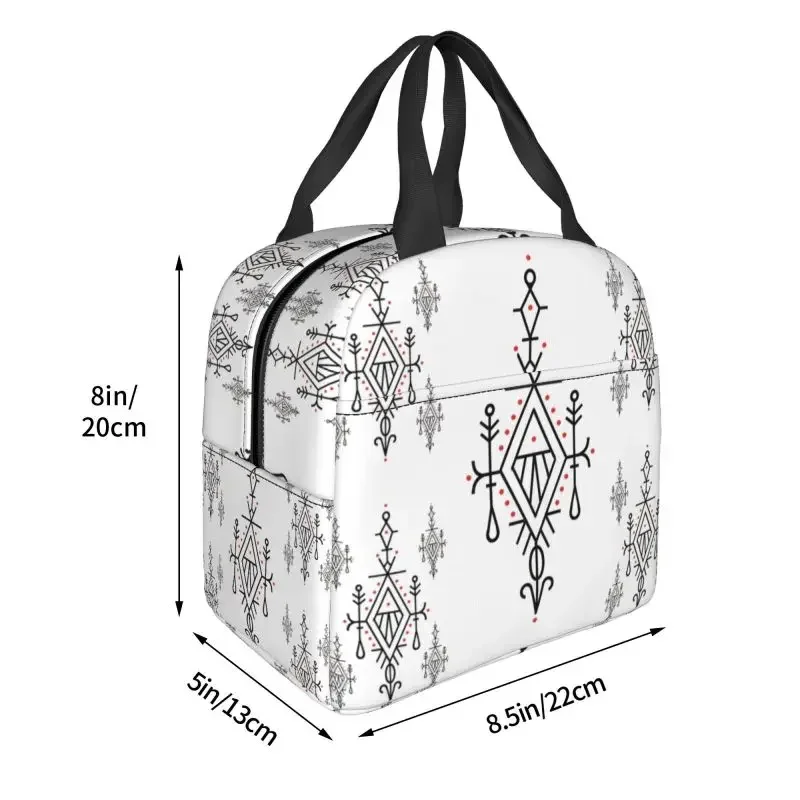 Borse per il pranzo isolate con motivo Amazigh Kabyle per le donne Borsa per il pranzo termica riutilizzabile geometrica per alimenti Viaggi da campeggio all'aperto