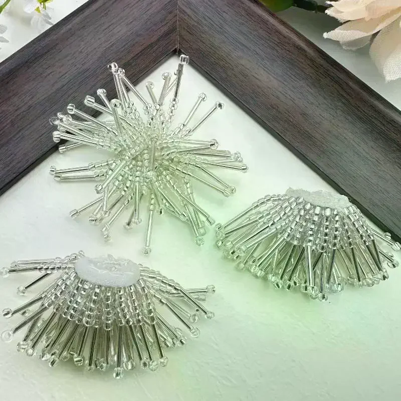Handmade Flower Tube Beads Patch Sewing Embellishments 3D Design Rice Beads Applique Clothing Accessories DIY Material Versatile