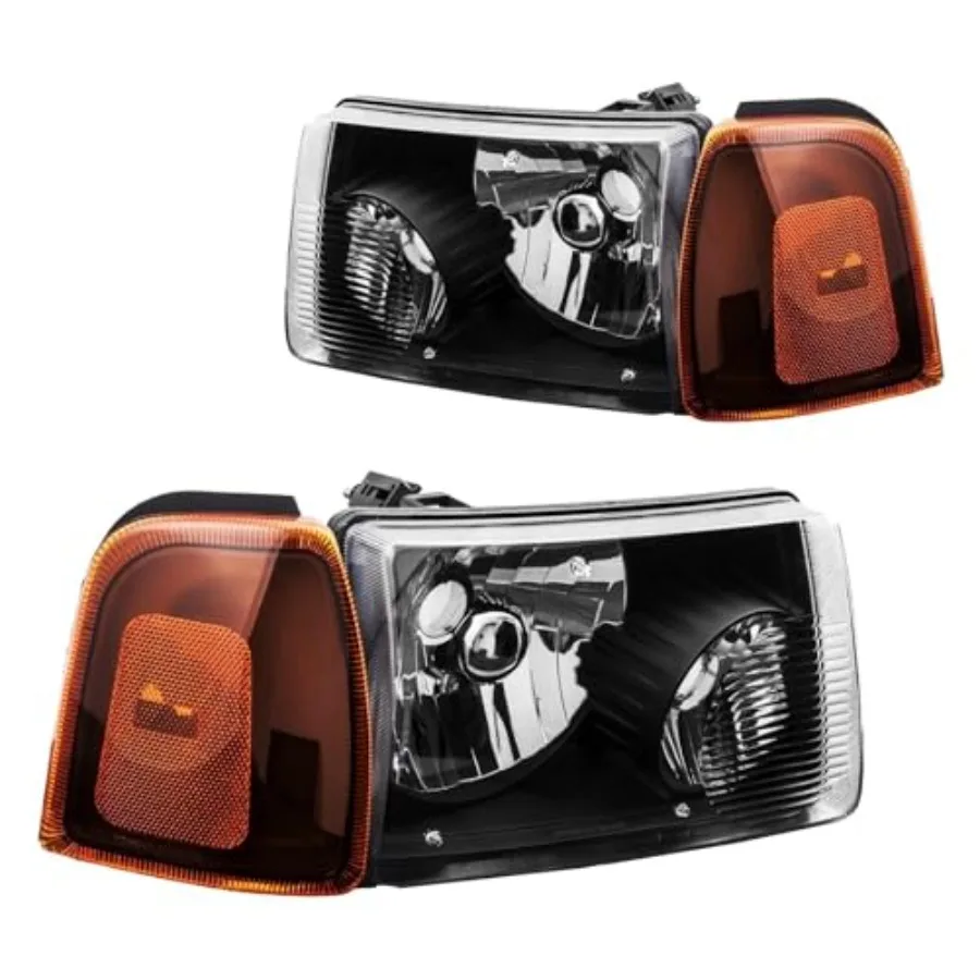 

Headlamp Headlight Assembly,Replacement for 2001-2005 Ranger,Amber Reflector Clear Lens Black Housing
