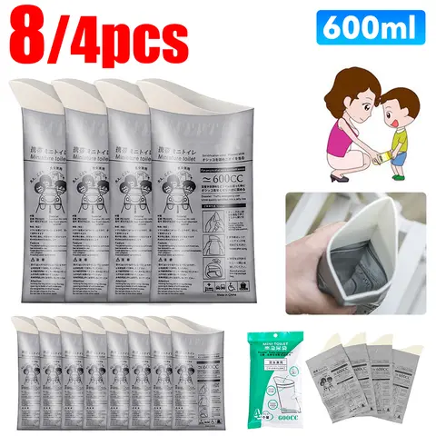 4-8PCS 600ML Car Urinate Bags Camping Outdoor Easy Emergency Piss Bags for Baby Women Men Vomit Bag Portable Toilet Bathroom