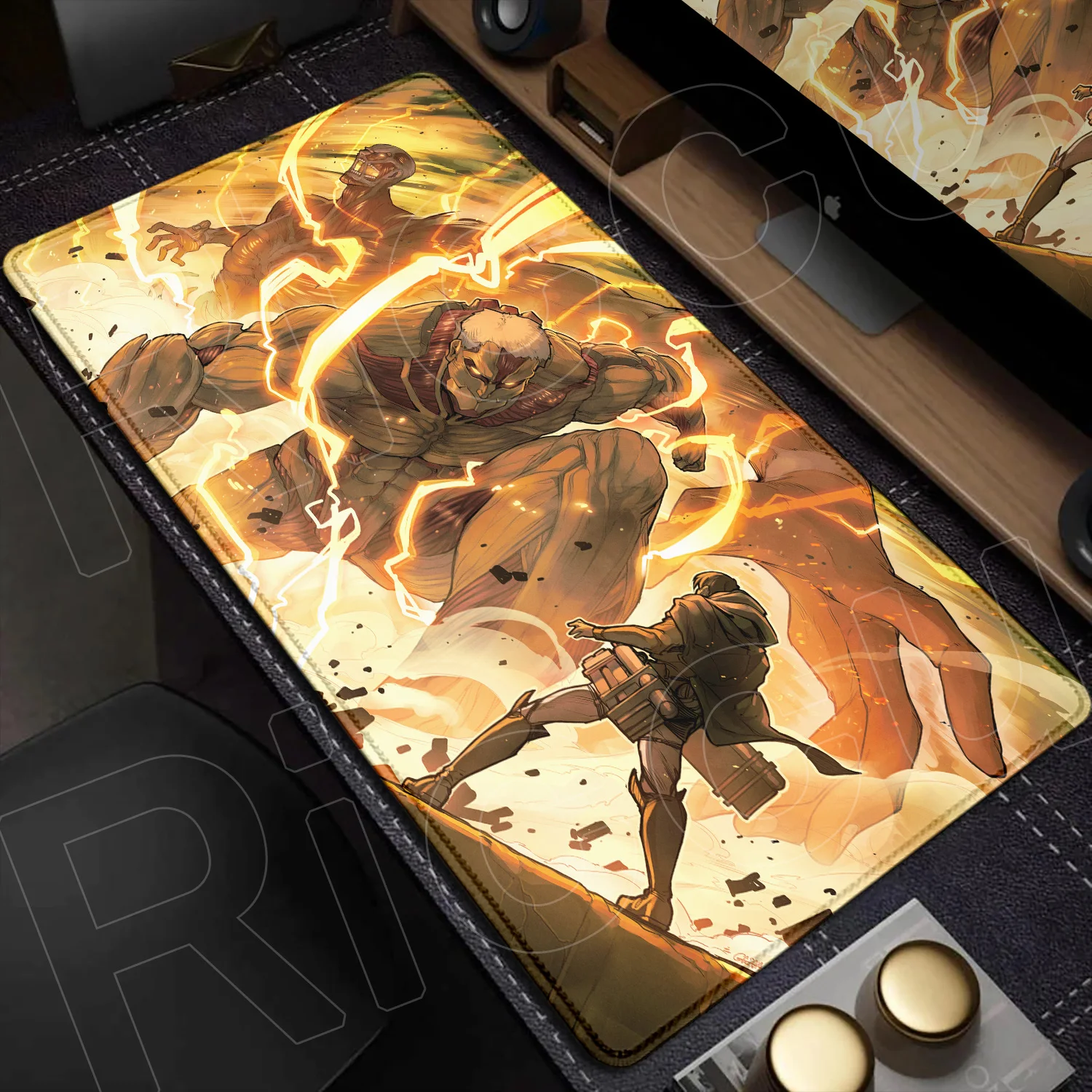 Large Computer Gaming Mousepad Anime Laptop Keyboard Carpet XXL Attack on Titan Stitch Edge Mouse Pad Non-slip Durable Table Mat