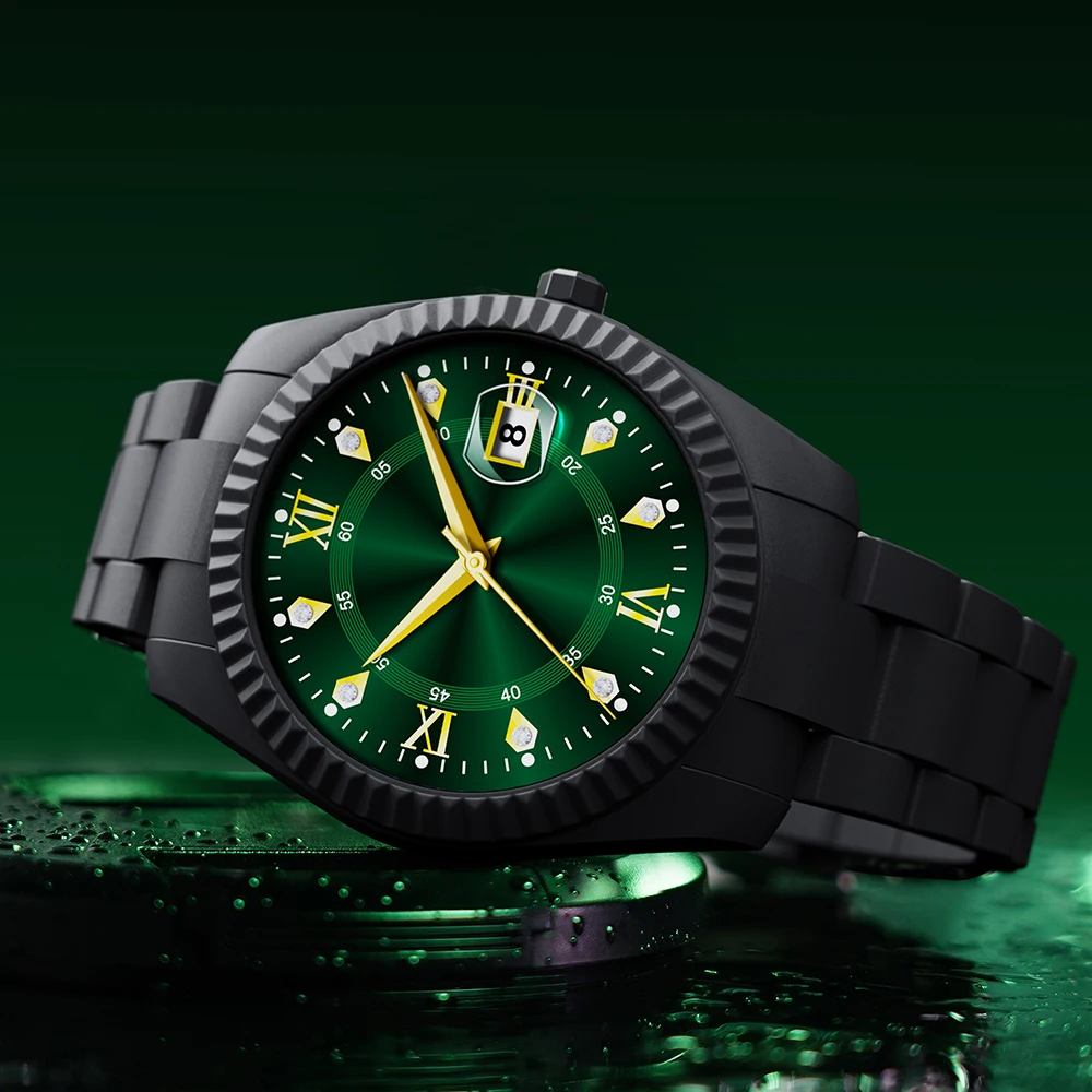 

Мужские роскошные брендовые часы с бриллиантовой шкалой, кварцевые часы, пластиковые, водонепроницаемые 3ATM, модные спортивные часы, мужские деловые часы