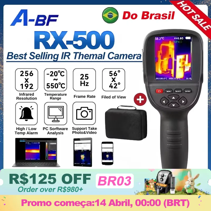 A-BF RX-500 termocamera per tubo dell'acqua circuito di prova PCB perdite tubo di calore a pavimento rileva termometro portatile 256*192