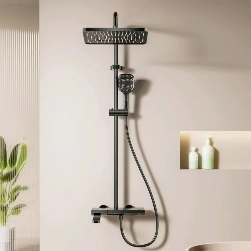 Conjunto de chuveiro de água quente e fria multifuncional, banheiro doméstico, teclas de piano, display digital, sistema de chuveiro pressurizado