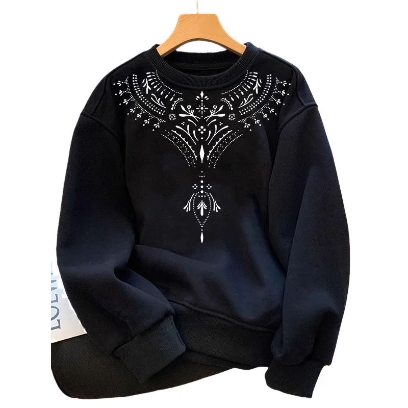 

Unisex Sweatshirt 2025 Autumn Winter Unisex Sweatshirt Heavyweight Cotton Crew Neck Fleece Lined Oversized Lazy Plus Size Jacket