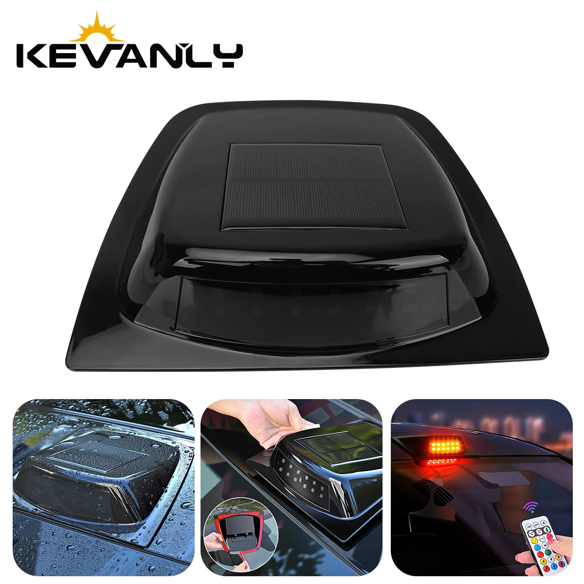 1/2X Solar Powered Car Roof LED Radome Cover Decorative Light Anti Rear End Collision Colorful Warning Flashing Navigation Light