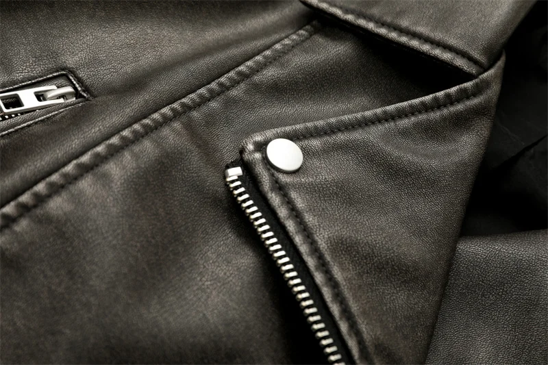 2026 New with belt, short coat with downgraded zipper and vintage lapel jacket Coal graysty le Women's washed leather jacket