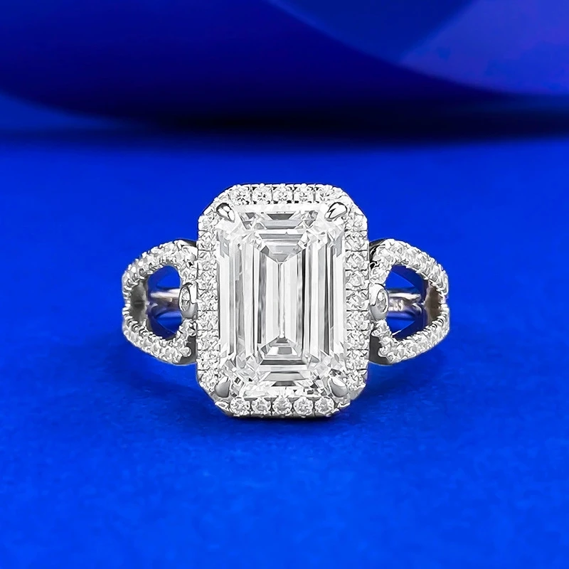 

Gazing JewelryS925 Silver Rectangular Pagoda 6-carat Luxury Gemstone Ring
