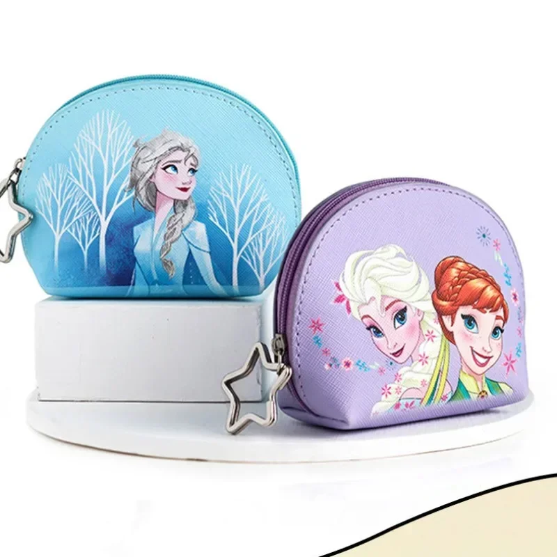 Dompet koin Disney Elsa gantungan kunci casing anak perempuan Anna dompet imut wanita dicetak Frozen Pouch tas genggam dompet anak-anak Kawaii dompet kecil PU