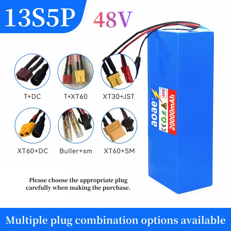 New Battery, 13S5P 48V 20Ah Battery Pack with Built-in BMS, 48V 18650 Lithium Battery, Electric Scooter Battery, Ebike Battery