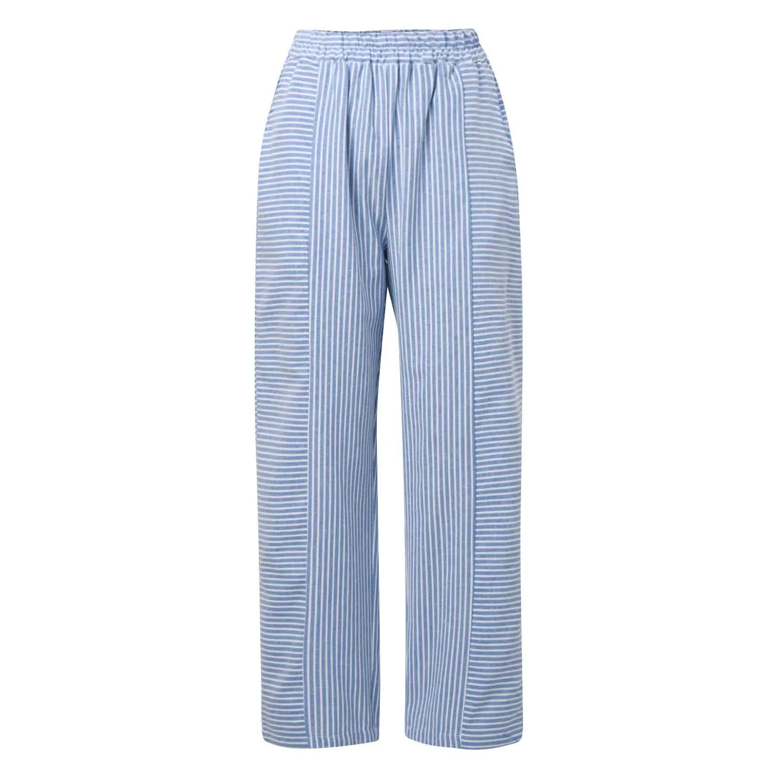 Summer Women\'s Pants 2024 Fashion Versatile Comfortable Casual New Female Jacquard Stripe Flat Panel Design Loose Trousers