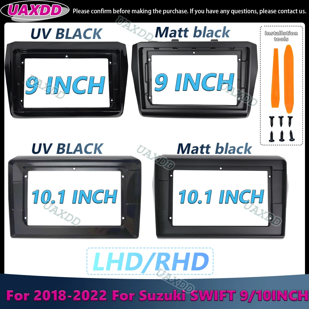 UAXDD For 2018-2022 For Suzuki SWIFT 9 10 INCH 2 Din Car Interior Radio Android Frame Kit Panel Black Fascia Adapter Cable Video