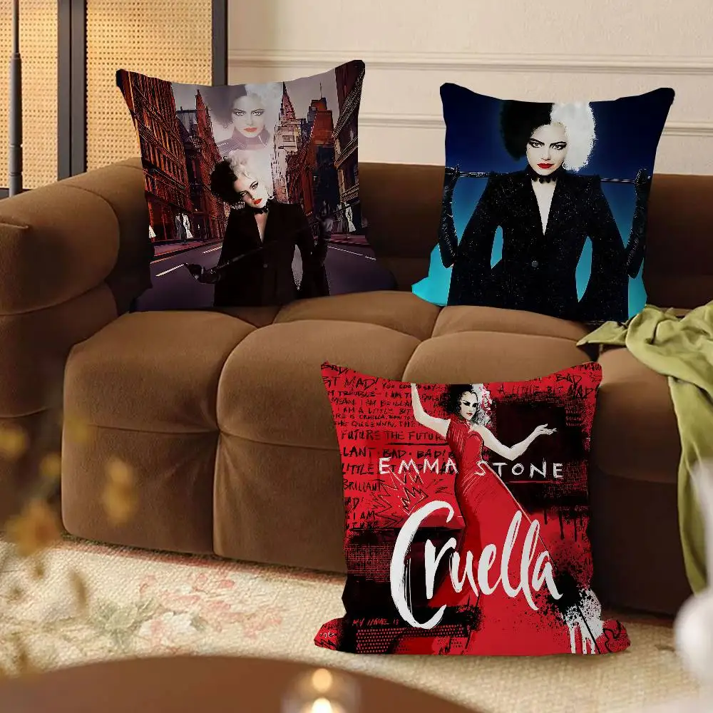 C-CRUELLA EMMA حجر الفيلم الكلاسيكي غطاء الوسادة وسادة غطاء ديكور المخدة المطبوعة كيس وسادة للأريكة #1