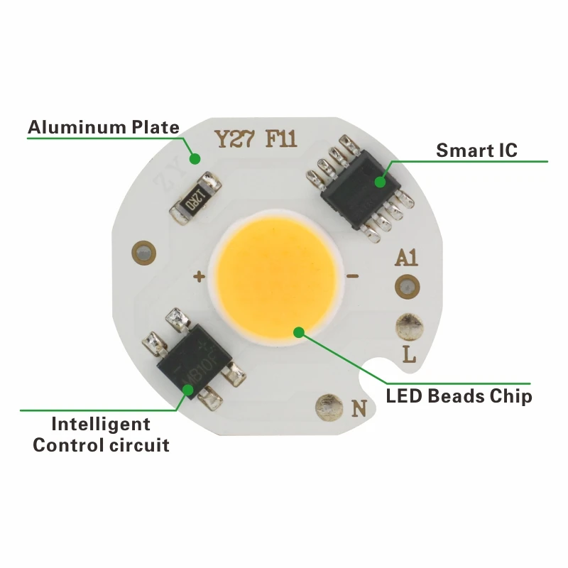 Smart IC COB Chip Lamp, Lâmpada de LED para Holofote, Iluminação DIY, Branco Quente, 3W, 5W, 7W, 9W, Branco Frio, Sem Necessidade de Driver, 220V