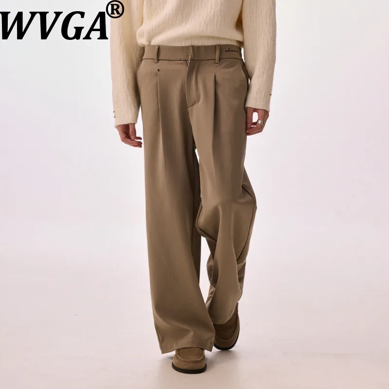 

WVGA Spring Autumn New Men Tide Wide-Leg Straight Draped Trendy High-End Niche Chic Casual Suit Pants Streetwear Ins Y2K W18039