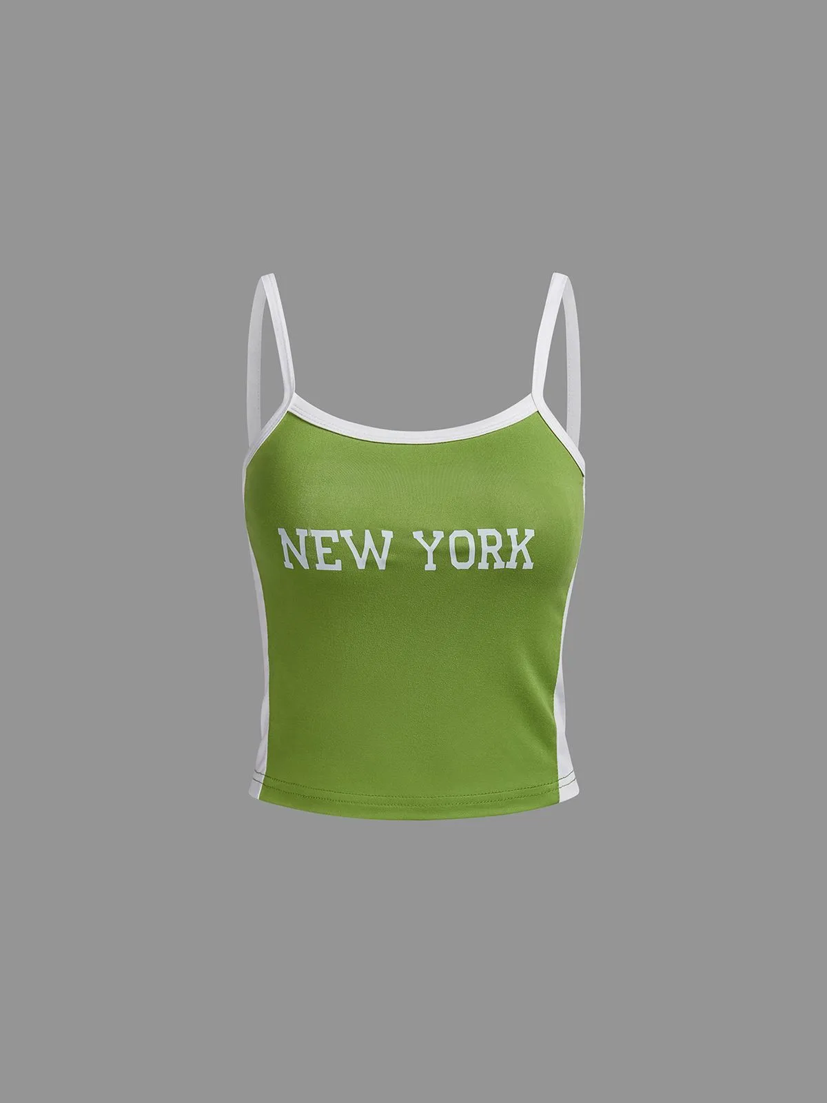 Sleeveless shirt green sexy background letter printing summer casual bare-back vest Y2K vintage vest women's