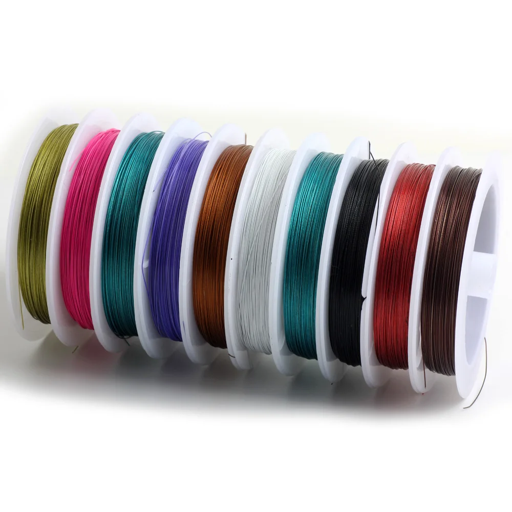 OlingArt 60m*0.38mm 1/Roll Enameled Tiger Tail Wire Ropes Accessories Line Multiple Colour DIY Bracelet Necklace Jewelry Making