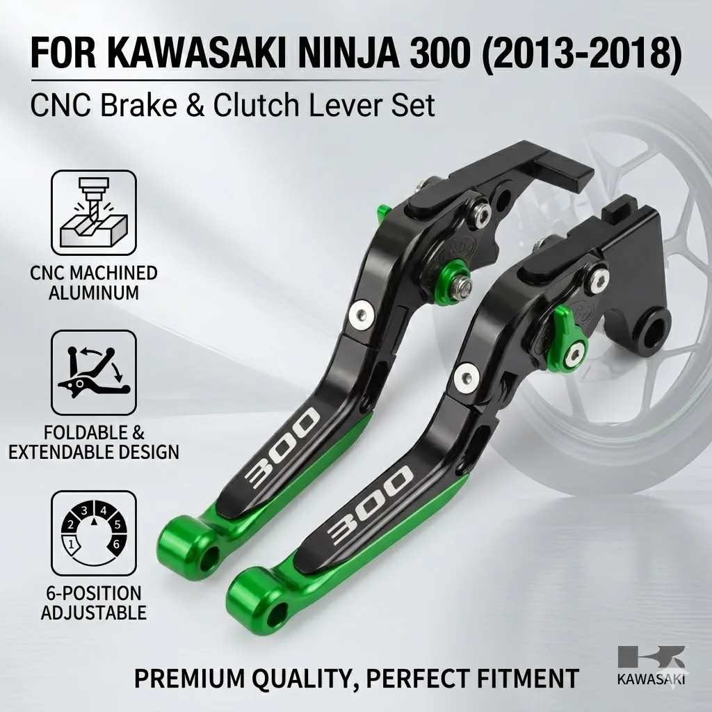 

For KAWASAKI NINJA 300 2013-2018 Motorcycle Adjustable Folding Extendable Brake Clutch Levers Handlebar grips Accessories
