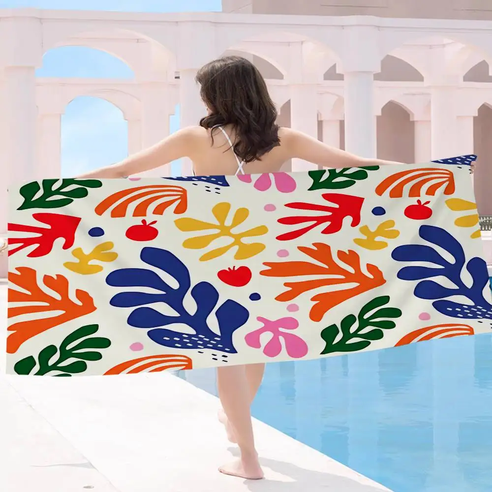 Abstract Flowers Matisse Classic Microfiber Printed Beach Towel Mountain Climbing Yoga Beach Swimming Running Absorbent Towel