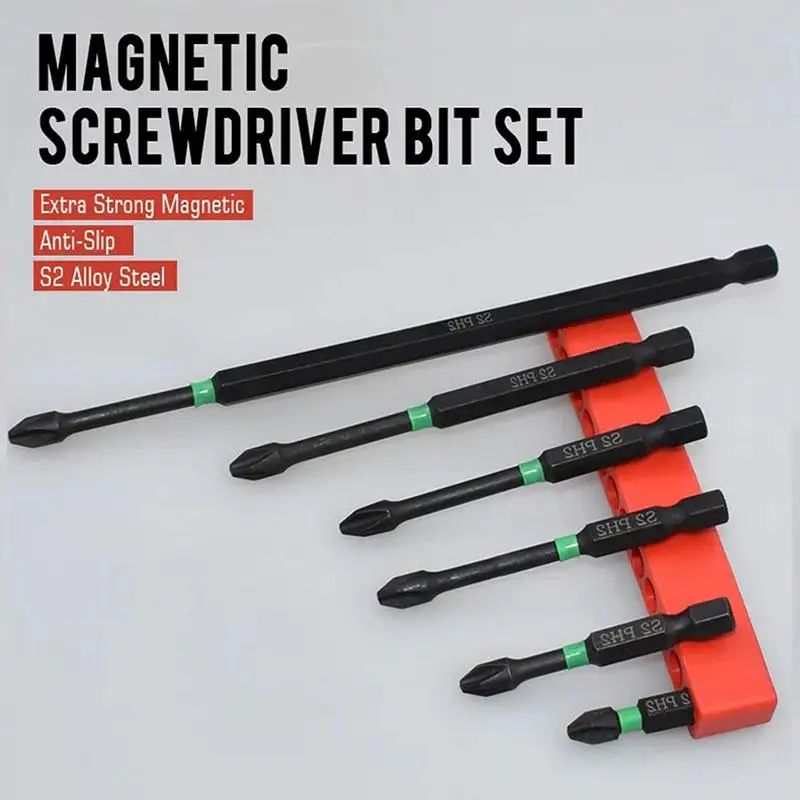 Magnetic Screwdriver Bits Magnetic Slotted Phillips Driver Bit Set Set Of 6 Strong Magnetism Suitable For Electric Screwdriver