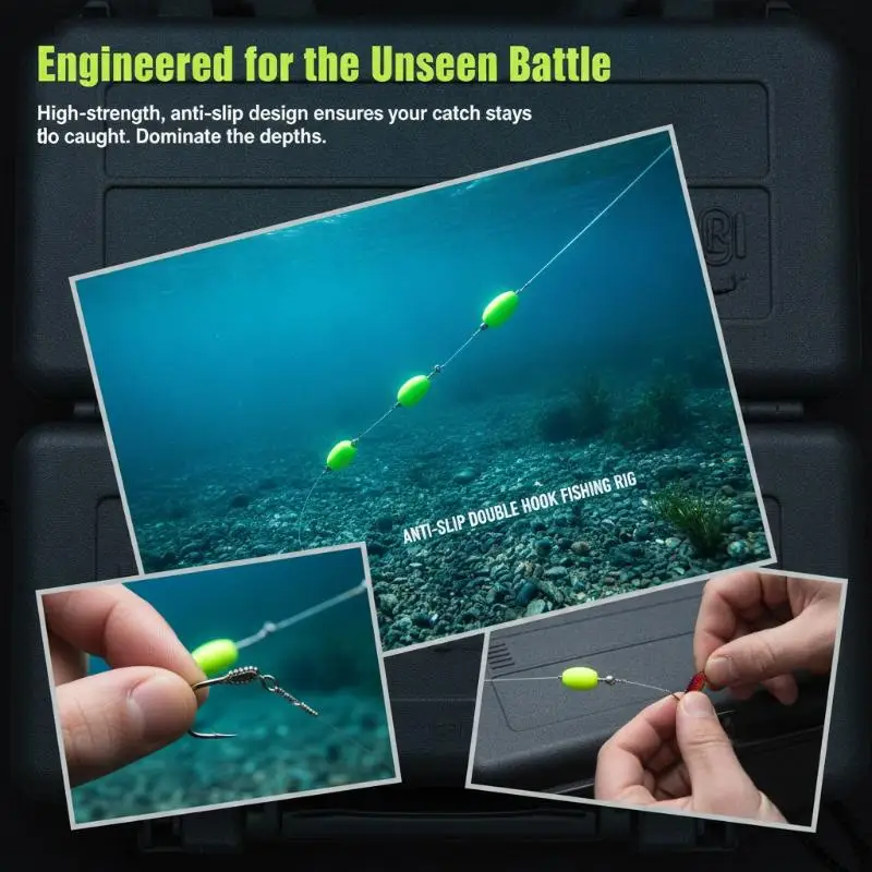 Anti Bottom Double Hook Fishing Rig High Catch Rate Auto Reverse Design Non Slip for Ice Fishing Winter Outdoor Activities